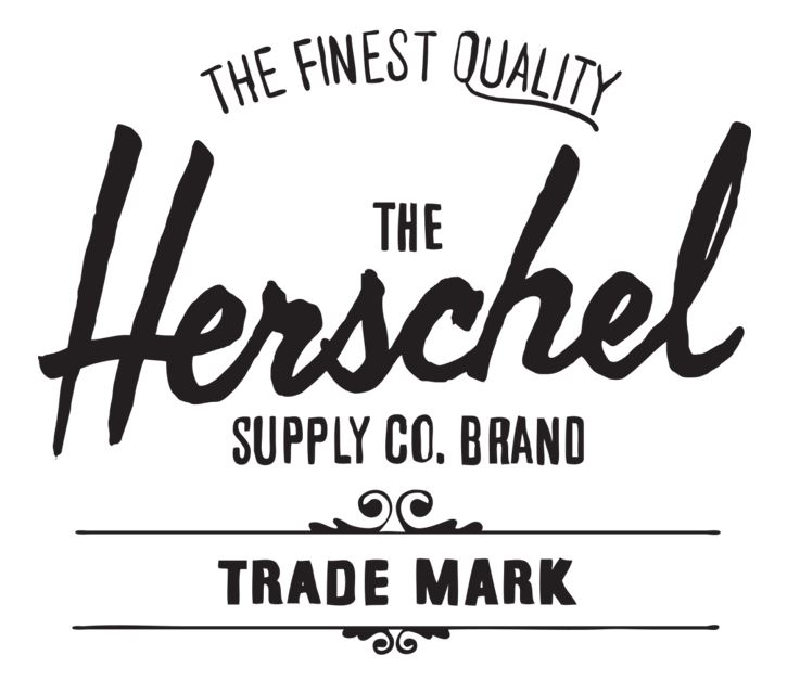 company logo in black and white text that reads - The finest quality the Herschel supply co. brand trade mark